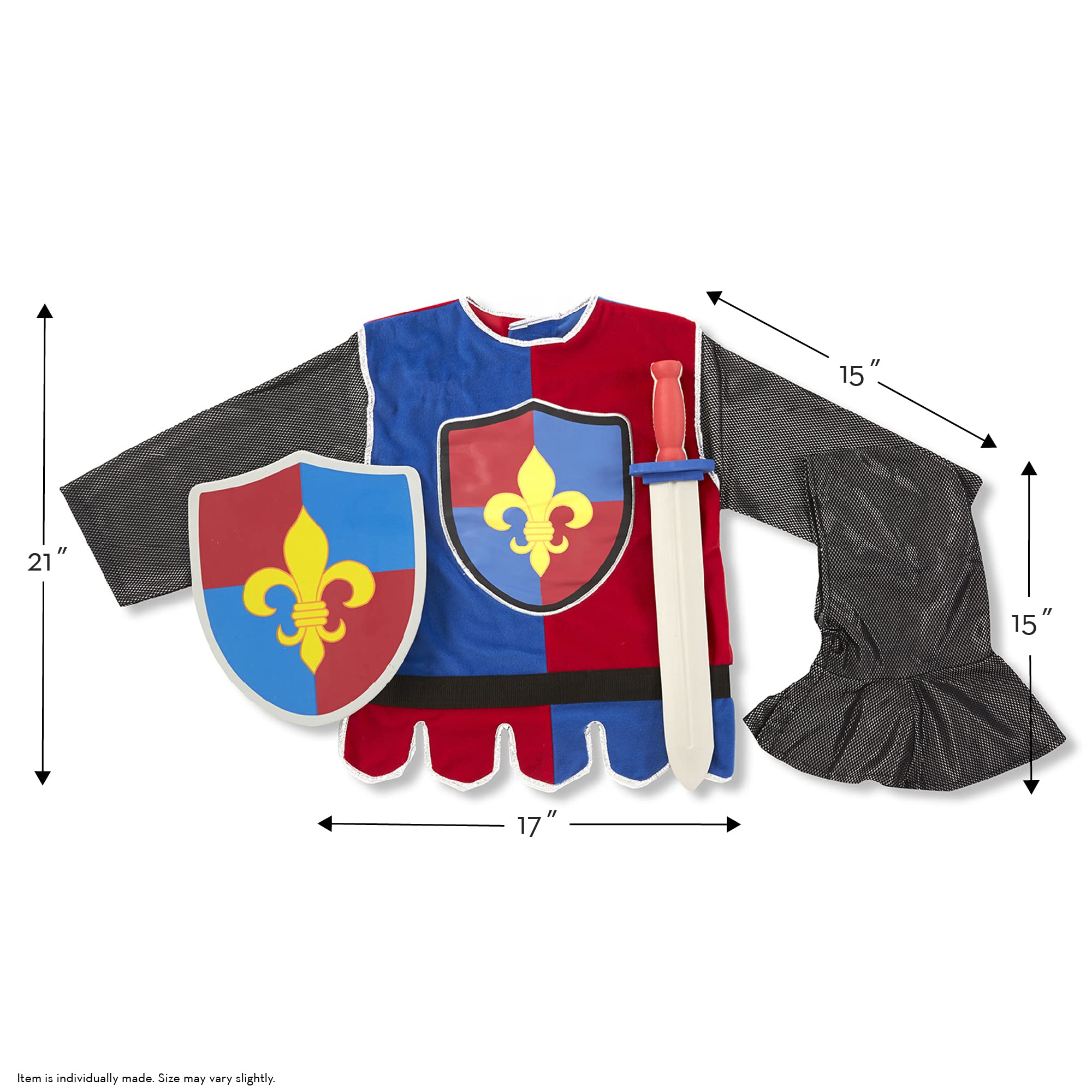 Melissa & Doug Knight Role Play Set - Medieval Knight Costume Pretend Play Dress-Up Costume Set For Toddlers And Kids Ages 3+