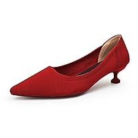 Womens Pumps Kitten Heels Dressy Pointed Toe Comfortable Slip On Work Office Business Dress Shoes Red 41 (8.5 US)