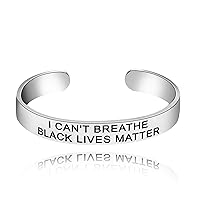 Uloveido Stainless Steel/Silicone Wristbands Cuff Bangle I Can't Breathe Black Lives Matter Jewelry for Men Y824