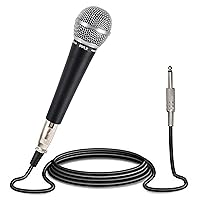 Pyle Handheld Microphone Dynamic Moving Coil Cardioid Unidirectional Includes 15ft XLR Audio Cable to 1/4'' Audio Connection (PDMIC58)