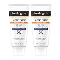 Neutrogena Face Sunscreen Broad Spectrum SPF 50 Clear Face Lotion for Acne-Prone Skin, Fragrance- & Oxybenzone-Free, Non-Comedogenic, Twin Pack, 2 x 3 fl. oz