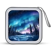 Northern Lights Natural Landscape Cute CD Case Portable DVD Disc Wallet Holder Storage Bag Organizer for Car Home Travel