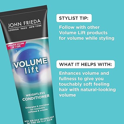 John Frieda Volume Lift Lightweight Shampoo and Conditioner Set for Natural Fullness, Volumizing Shampoo and Conditioner for Fine or Flat Hair, Safe for Color-Treated Hair, 8.45 Ounces
