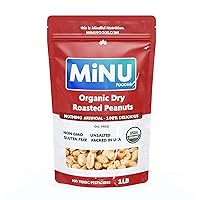 MiNU Organic Dry Roasted Peanuts Unsalted 16 oz (1 lb), 1 Keto Paleo Snack, MiNU Mindful Nutrition, Superfood, Protein, Vegan, NonGMO, Gluten Free gomix Valencia