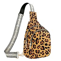 Leopard Print Sling Bag for Women Leather CrossBody Bags Travel Sling Backpack with Adjustable Strap for Running Hiking