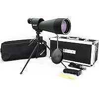 Barska Benchmark Waterproof Straight Spotting Scope with High Zoom Power, Objective Focus, Carrying Case & Tripod for Hunting Birding Target Shooting