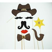 Western Photo Booth Props Cowboys Texas Mustache on a Stick Wedding Photo Booth Props