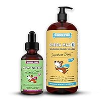 Milk Thistle Drops Plus Omega Max Fish Oil - for Dogs Liver and Kidney Support, Detox, Joint Health, Skin Moisture & Immune System Support - Milk Thistle 2 Ounces - Omega Max 16 Ounces