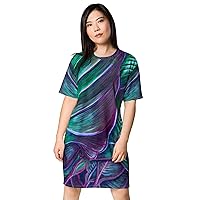 PHNYXPRO | T-Shirt Dress | Polyester Blend | 2XS-6XL | Leaf Art Print | Line in Nature 11