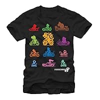 Nintendo Men's Mario Kart Colorful Character Profile Silhouettes