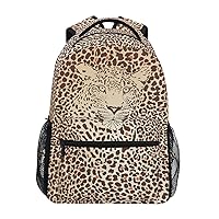 ALAZA Leopard Print Brown Cheetah Backpack Purse with Multiple Pockets Name Card Personalized Travel Laptop School Book Bag, Size S/16 in