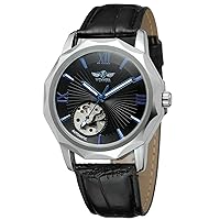 FORSINING Men's Stylish Mechanical Automatic Skeleton Analog Dial Watch with Stainless Steel Bracelet