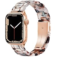Compatible With Apple Watch Band 38mm 40mm 41mm Lightweight Resin For iwatch Ultra 2 1 Series 9 Series SE Series 8 7 6 5 4 3 2 1 Apple Watch Bands for Women Men Tortoise Flower for Rose Gold