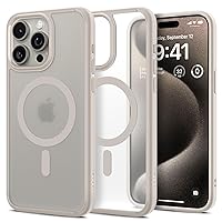 Spigen Magnetic Ultra Hybrid MagFit Designed for iPhone 15 Pro Case, [Compatible with MagSafe] [Anti-Yellowing] [Military-Grade Protection] (2023) - Frost Natural Titanium