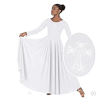 Eurotard 11022 Womens Rhinestone Cross Applique Dance Dress (S, White)