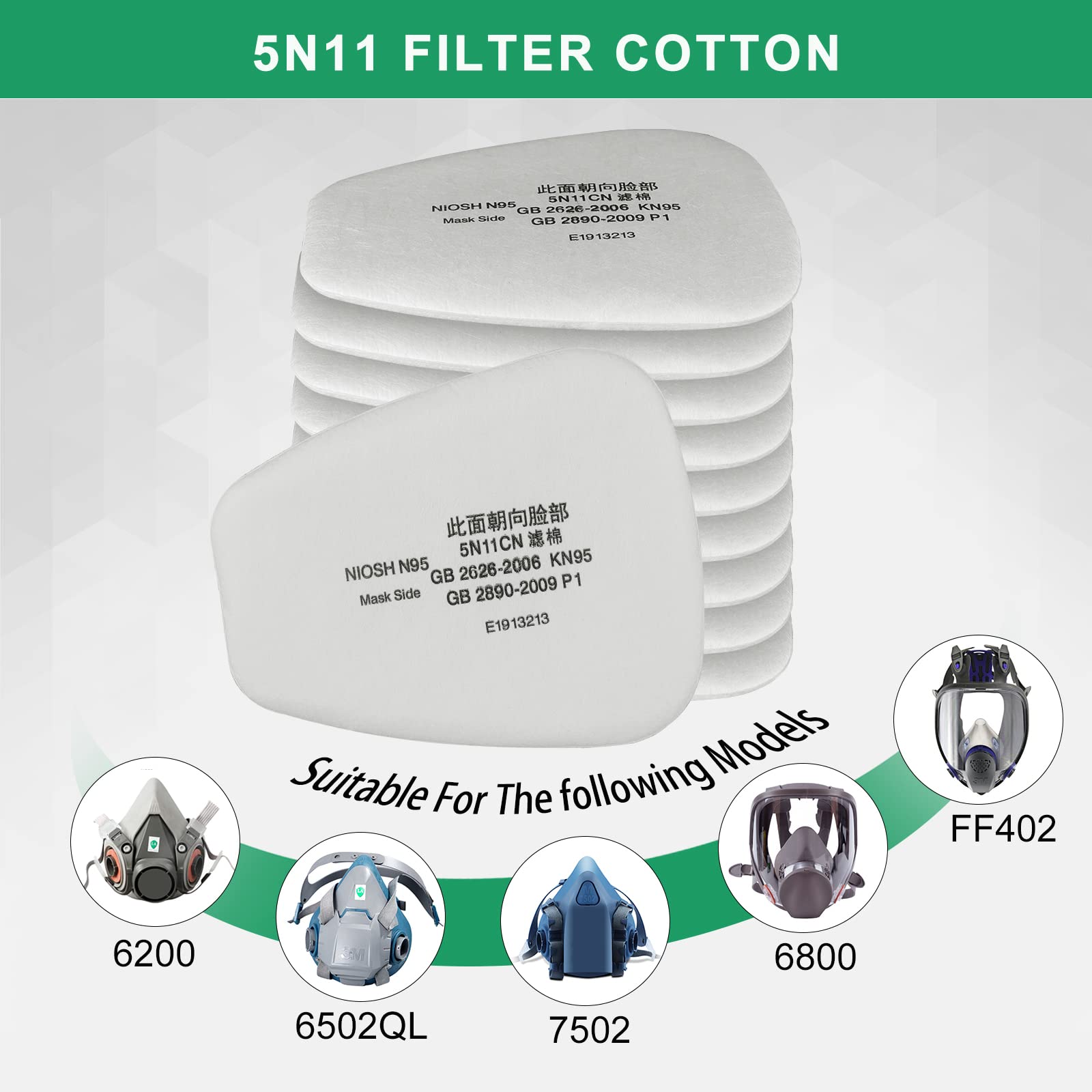 30PCS Filter Cotton of Respirator - Spray Paint Dust-proof Anti-particles For 6200, 6800, 7502 Series Gas Respirator (5N11)