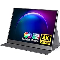4K Portable Monitor, 15.6'' IPS 3840x2160 UHD Computer Monitor, 100% Adobe RGB Gaming Monitor USB C HDMI Portable Travel Display w/Speakers & Smart Cover for Laptop Xbox PS4 Switch Phone Mac