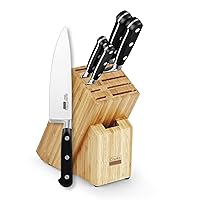 Cooks Standard 6-Piece Stainless Steel Knife Set with Expandable Bamboo Block for Extra Slots