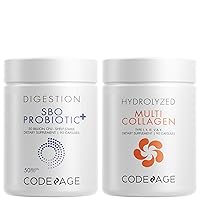 Codeage Multi Collagen Protein Capsules 5 Types, Ashwagandha Withania Somnifera & Organic Amla Berry + SBO Probiotic Blend 50 Billion CFU Bundle, Lactobacillus Plantarum, Bacillus Subtilis, Non-GMO