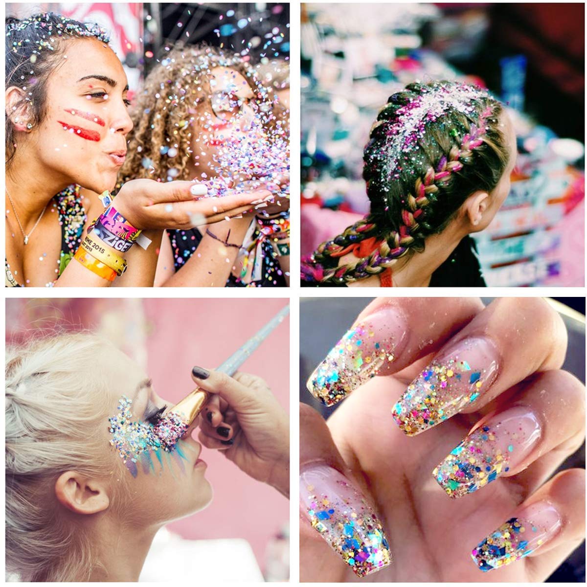 iMethod Body Glitter - 6 Jars Holographic Cosmetic Face Glitter, for Festival & Halloween Alien Makeup