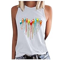 Funny Graphic Tank Tops for Women Crewneck Tanks Summer Casual Sleeveless T-Shirt Loose Fitting Basic Workout Shirt