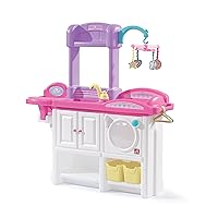 Step2 Love & Care Deluxe Baby Doll Nursery Playset for Kids, Compact Nursery Playset, Washer, Sink, and Changing Station, Easy to Assemble, Toddlers Ages 2 - 6 Years Old, Pink