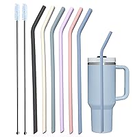 Pastel Color 14” Extra Long Silicone Replacement Straw for 40 oz Stanley Cup, Reusable Flexible Tall Giant Big Drinking Straw for Quencher Tumbler,1Gallon/64 oz Water Bottle,Hydro Jug-6 pack