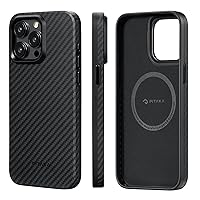 pitaka Protective Case for iPhone 15 Pro Max, 6.7 Inch, Military Grade Shockproof iPhone 15 Pro Max Phone Case [MagEZ Case Pro 4] 1500D Aramid Fiber, Black/Grey (Twill)