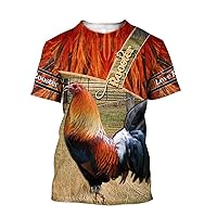 Personalized Rooster 3D All Over Print T-Shirt, Custom Short Sleeve Tees Full Size S-5XL Series 05