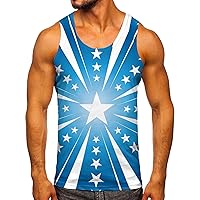 American Flag t-Shirts for Men Casual Tank Tops for Men Fake Muscle Shirts for Men red Workout Shirt Gym t Shirt