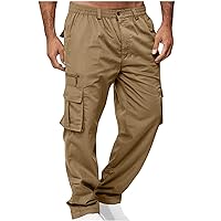 Men's Cargo Pants with Zippered Pockets Hiking Stretch Running Lightweight Cotton Outdoor Athletic Pants
