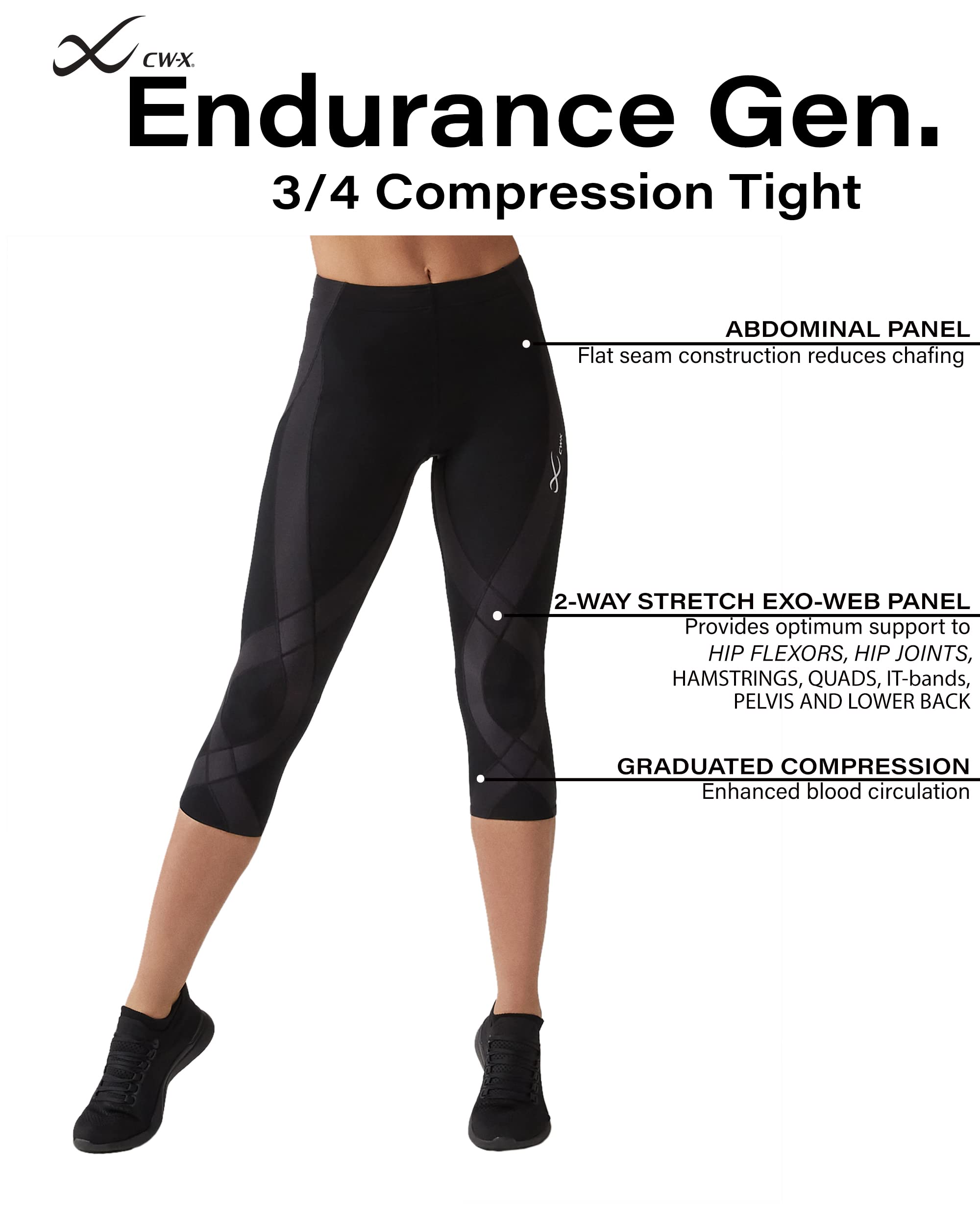 CW-X Women's Endurance Generator Joint and Muscle Support 3/4 Compression Tight