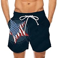 Mens American Flag Shorts 4th of July Shorts Drawstring Elastic Waist Hawaiian Shorts Summer Sweatpant with Pockets