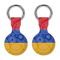 Armenia Paisley Flag Airtag Holder Case Silicone Airtag Case with Keychain GPS Item Finders Accessories Airtag Tracker Cover 2PCS