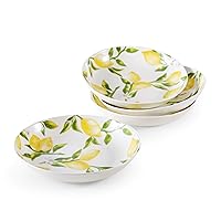 Mikasa Lemons Set Of 4 Pasta Bowls, 8.5 Inch,20 fl oz