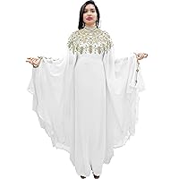 Woman's Dubai Kaftan Dress with mulitple Color and Gold Beaded Work Moroccan Caftan