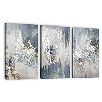 Abstract Canvas Wall Art Blue Grey Canvas Picture Decor Painting Prints for Bedroom Living Room Office Home Decoration Framed 16