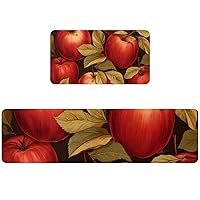 Set of 2 Kitchen Rugs and Mats Washable Kitchen Floor Mat Absorbent Runner Rugs for Kitchen, Thanksgiving Apple