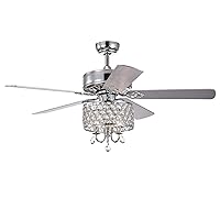 Warehouse of Tiffany CFL-8396REMO/CH Fengren 52-inch Chrome Crystal Drum Shade (Includes Remote and Light Kit) Ceiling Fan, Silver