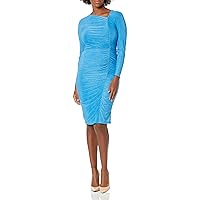 London Times Women's Asymmetrical Neckline Textured Stretch Jersey Feminine Versatile Event Occasion Midi Dress