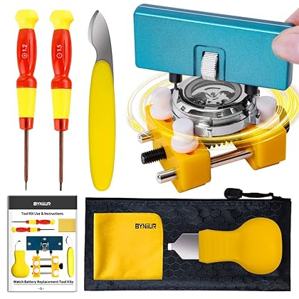 BYNIIUR Watch Battery Replacement Tool Kit, Watch Repair Kit, Watch Tool Kit Watch Back Removal Tool Kit Watch Case Opener Watch Battery Tool