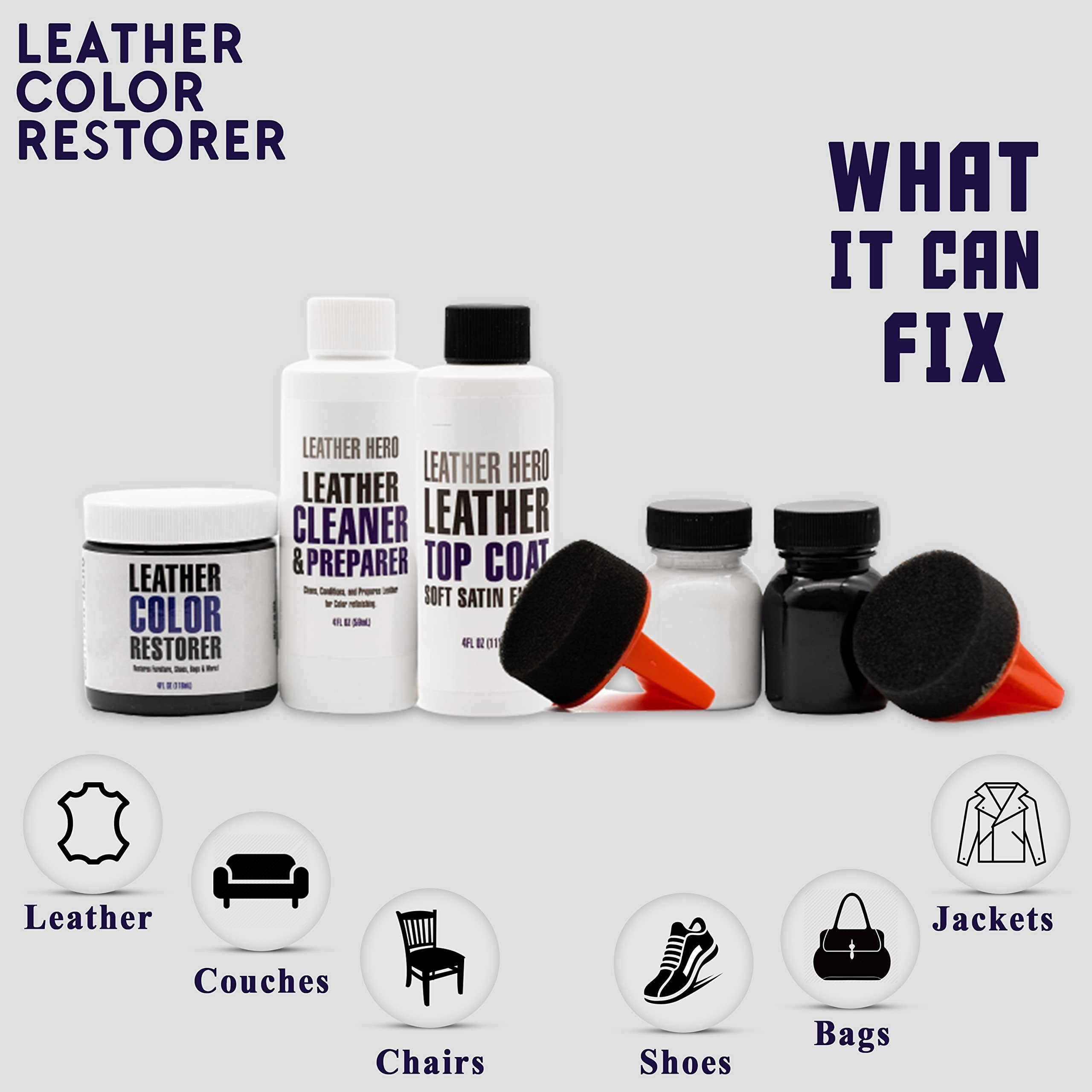 Leather Hero Color Restorer Complete Repair Kit- Refinish, Recolor