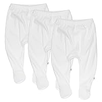 3-Pack Footed Pants Roomy Fit Pull on Bottoms 100% Organic Cotton for Infant Baby Boys, Girls, Unisex