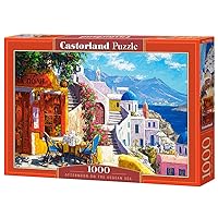 CASTORLAND 1000 Piece Jigsaw Puzzles, Afternoon on The Aegean Sea, Santorini, Greece, Summer Holiday, Adult Puzzle, Castorland C-104130-2