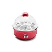 Rapid Egg Cooker, 7 Egg Capacity for Hard Boiled, Poached, Scrambled and Omelet Tray, Easy One Switch, Dishwasher Safe Parts, BPA-Free, Red
