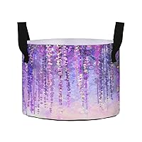 Spring Purple Flowers Grow Bags 3 Gallon Fabric Pots with Handles Heavy Duty Pots for Plants Aeration Container Nonwoven Plant Grow Bag for Fruits Flowers Garden Potato Tomato