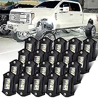 R3 LED White Rock Lights 6000K Super Bright Rock Lights White for J-eep Truck SUV UTV ATV RZR Offroad Car Boat Underglow Lights High Power Underbody Glow Neon Trail Rig Lamps 20Pods