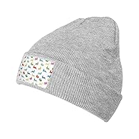 Rabbits in Different Poses Jumping Running Print Casual Beanie Women Men Knit Hat Warm Winter Beanies Cap