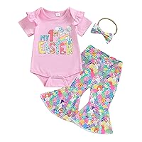 Meihuida My First Valentines Day Baby Girl Outfit Long Sleeve Romper Heart Pants Headband 3Pcs Clothes Set