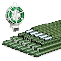 DIY Garden Stakes, Adjustable Height Tomato Stakes, Plastic-cotated Steel Support Sticks with 98ft Twist Tie for Outdoor Vegetables Vines Beans